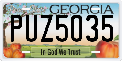 GA license plate PUZ5035