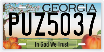GA license plate PUZ5037
