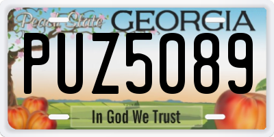 GA license plate PUZ5089