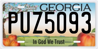GA license plate PUZ5093