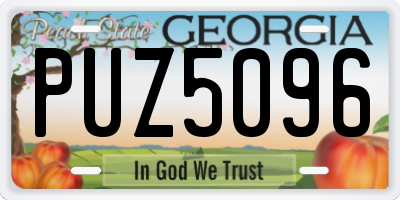 GA license plate PUZ5096