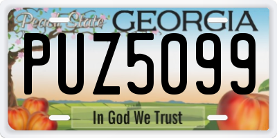 GA license plate PUZ5099