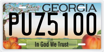 GA license plate PUZ5100