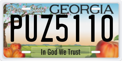 GA license plate PUZ5110