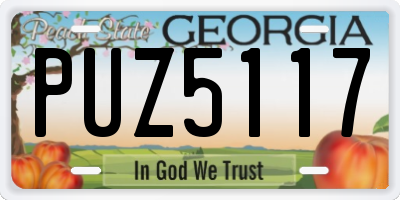 GA license plate PUZ5117