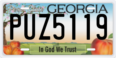 GA license plate PUZ5119