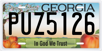 GA license plate PUZ5126