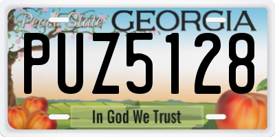 GA license plate PUZ5128