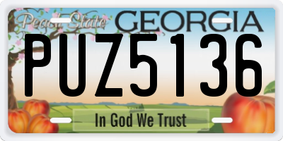 GA license plate PUZ5136