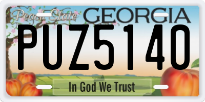 GA license plate PUZ5140