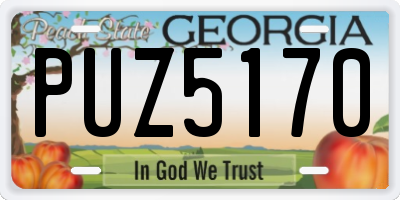 GA license plate PUZ5170
