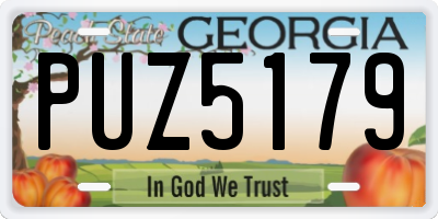 GA license plate PUZ5179
