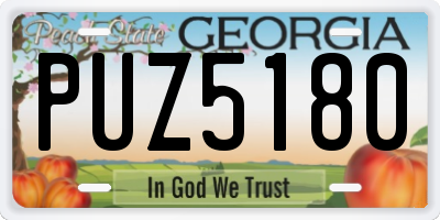 GA license plate PUZ5180
