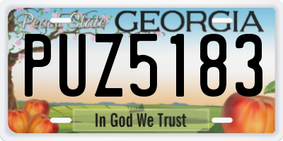 GA license plate PUZ5183