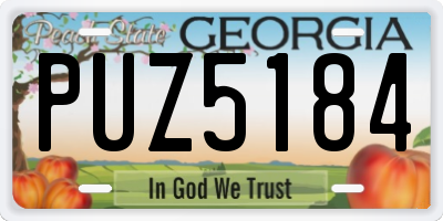 GA license plate PUZ5184