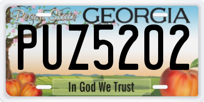 GA license plate PUZ5202