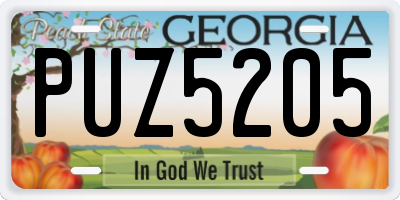 GA license plate PUZ5205