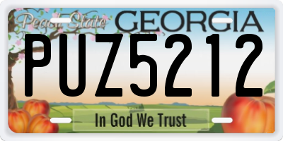 GA license plate PUZ5212
