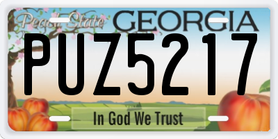 GA license plate PUZ5217