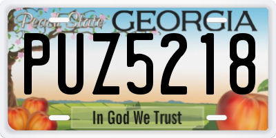 GA license plate PUZ5218