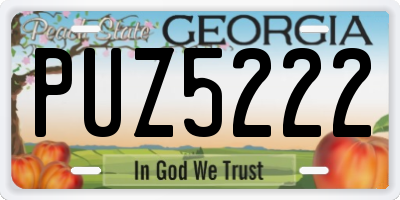 GA license plate PUZ5222