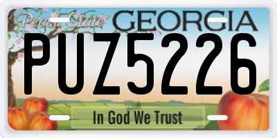 GA license plate PUZ5226