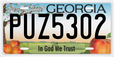 GA license plate PUZ5302