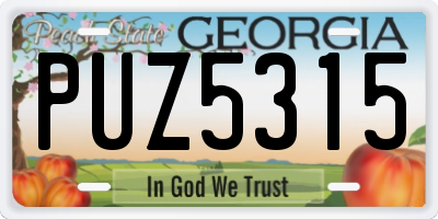GA license plate PUZ5315