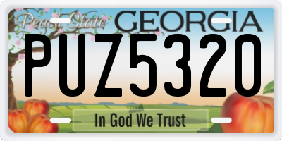 GA license plate PUZ5320