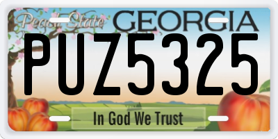 GA license plate PUZ5325