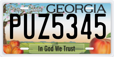 GA license plate PUZ5345