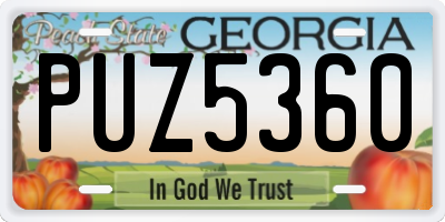 GA license plate PUZ5360