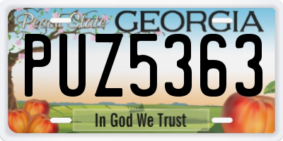 GA license plate PUZ5363