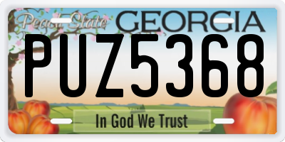 GA license plate PUZ5368