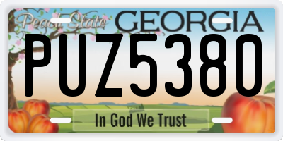 GA license plate PUZ5380