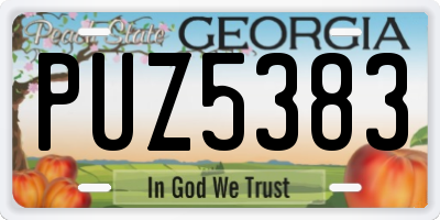 GA license plate PUZ5383