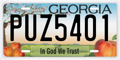 GA license plate PUZ5401
