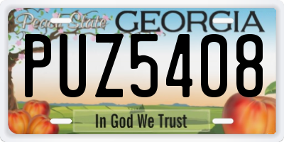 GA license plate PUZ5408