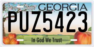 GA license plate PUZ5423