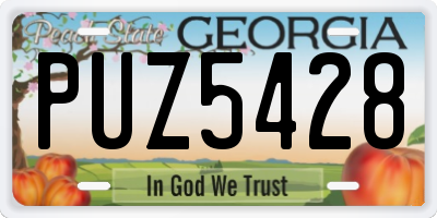 GA license plate PUZ5428