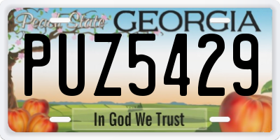 GA license plate PUZ5429
