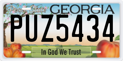 GA license plate PUZ5434