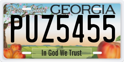 GA license plate PUZ5455