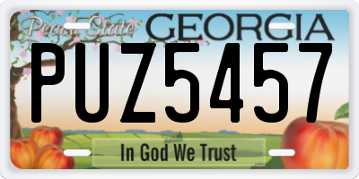 GA license plate PUZ5457