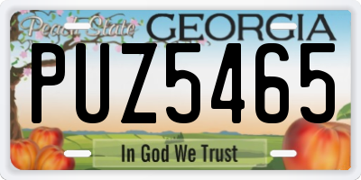 GA license plate PUZ5465
