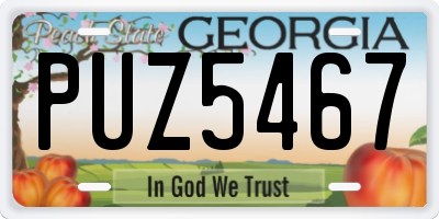 GA license plate PUZ5467