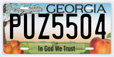 GA license plate PUZ5504