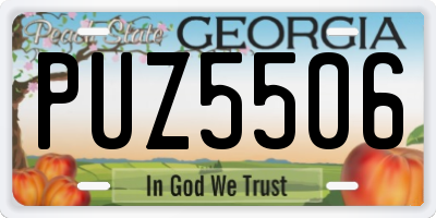 GA license plate PUZ5506