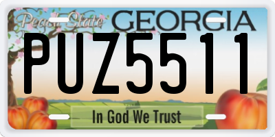 GA license plate PUZ5511