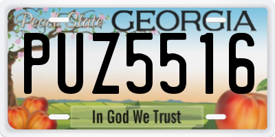 GA license plate PUZ5516